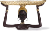 African Girl Tribal Lady Tray Statue Resin Tray for Candy Jewelry Ring Fruit, Living Room Dining Table Bedroom Shop Ornament Decoration TQGJBS232